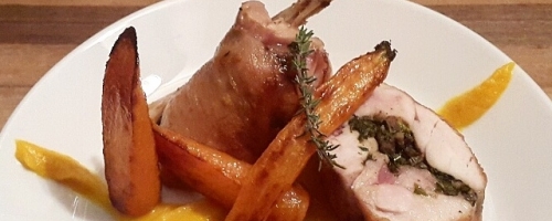 Whole wild rabbit roast