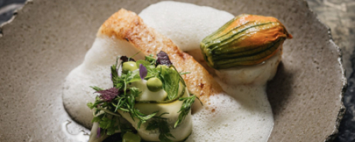 Pan fried cod and courgette