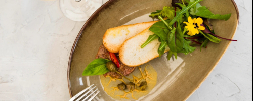 Beef Tartare with Croutons and salted Egg yolk