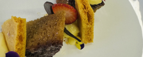 Deconstructed milk tart with Malva pudding