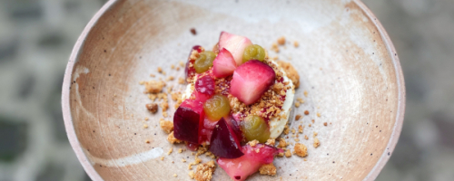 Fontainebleau, fruit of the moment, buckwheat crumble