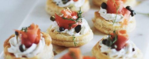 Goat cheese smoked salmon puffs