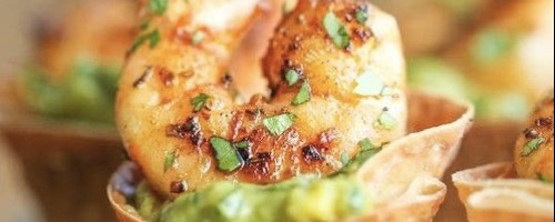 Cajun shrimp guacamole cups